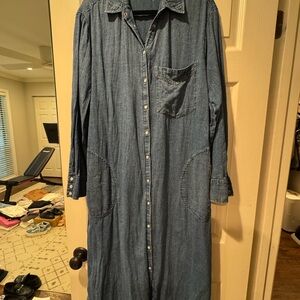 Pilcro Blue Buttoned Maxi Shirt Dress
